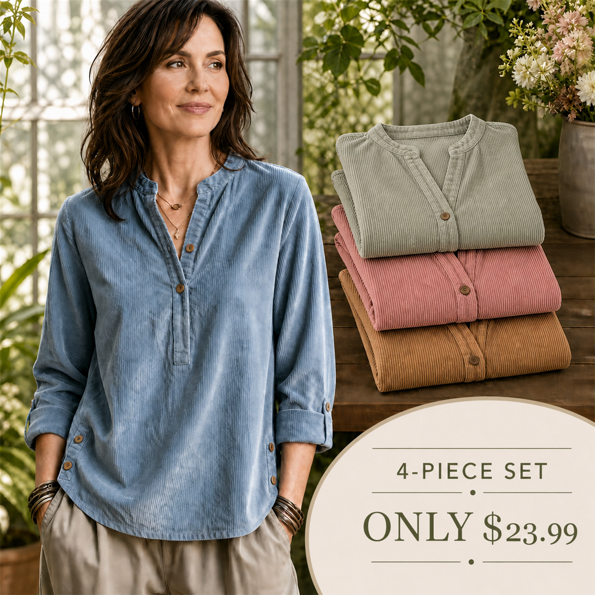 Women's four-piece fresh-color tunic set