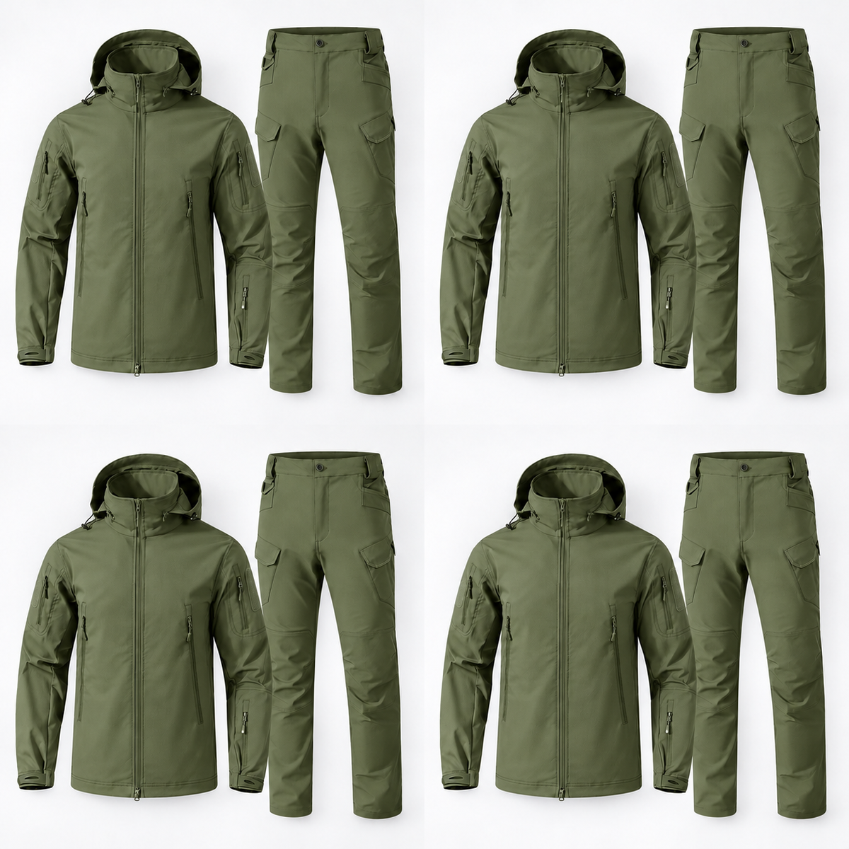 Men hooded jacket and cargo pants multipack offer - Olive