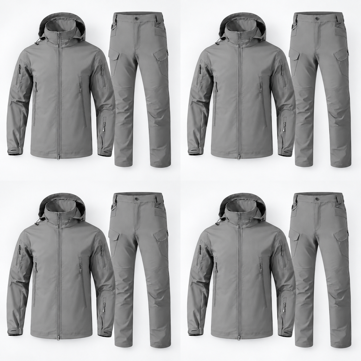 Men hooded jacket and cargo pants multipack offer - Gray
