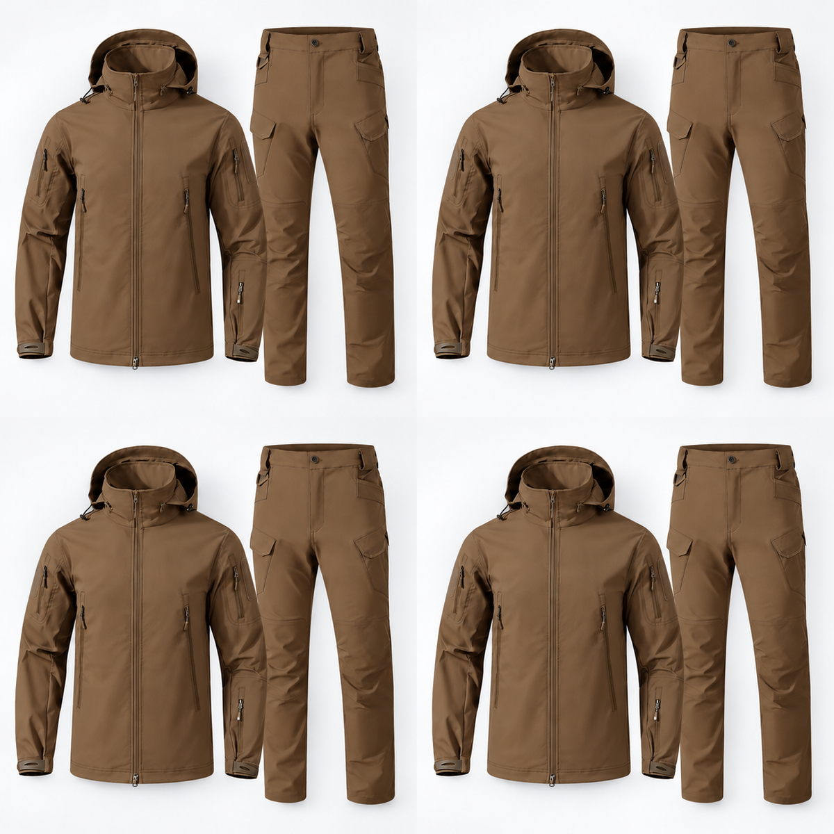 Men hooded jacket and cargo pants multipack offer - Brown