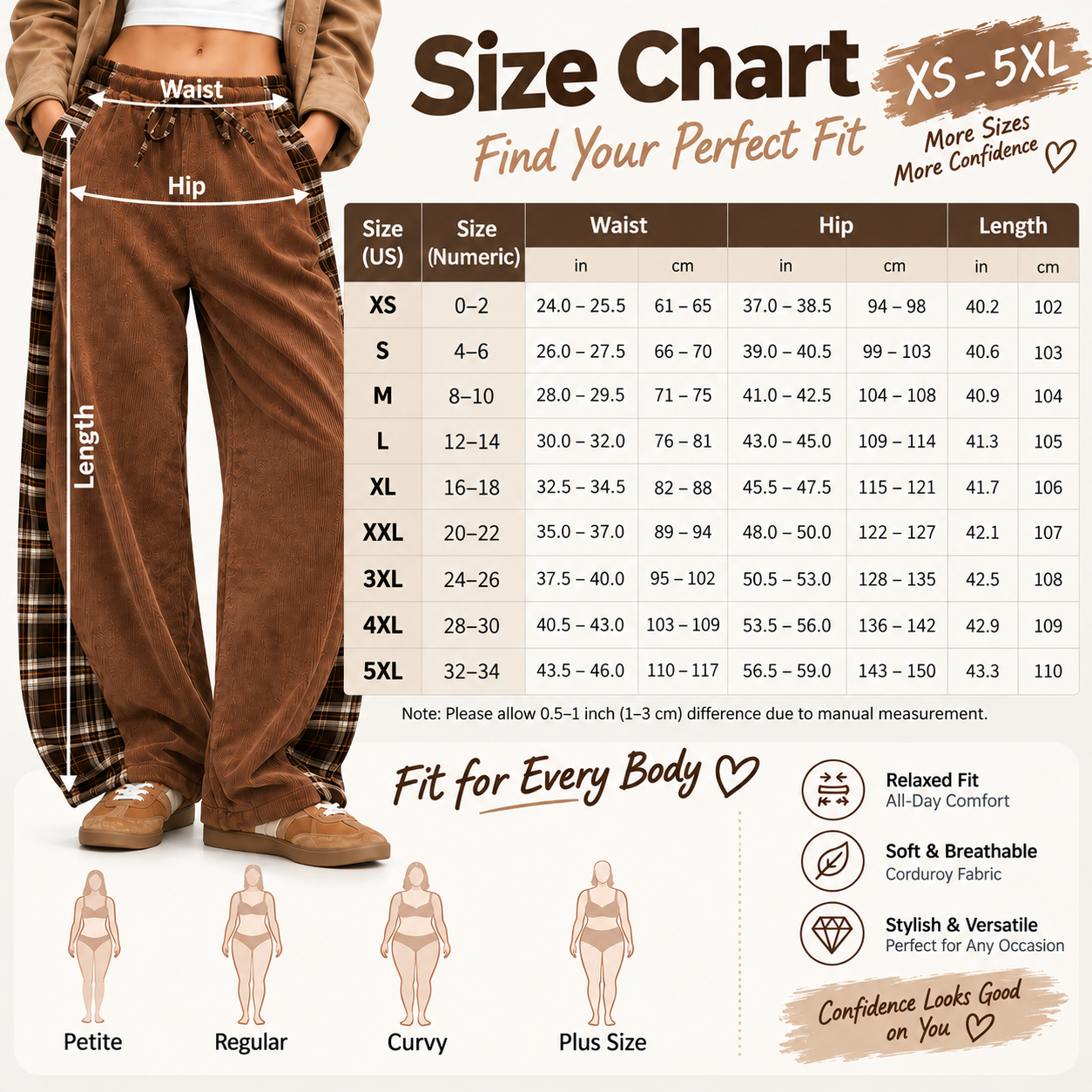 🍂 FALL SPECIAL | 4 FOR ONLY $18.99! Women’s Corduroy Barrel Pants – Plaid Patchwork Loose-Fit Casual Trousers