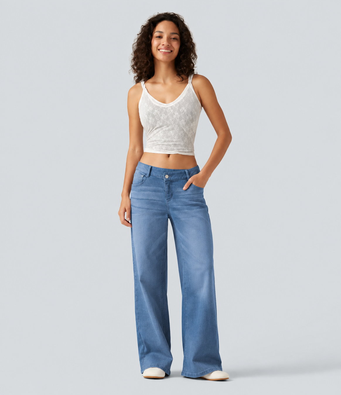 🔥 FALL SALE | 5 FOR ONLY $25.99! Women’s Asymmetric Low-Rise Wide-Leg Jeans – Stretch Denim Everyday Pants