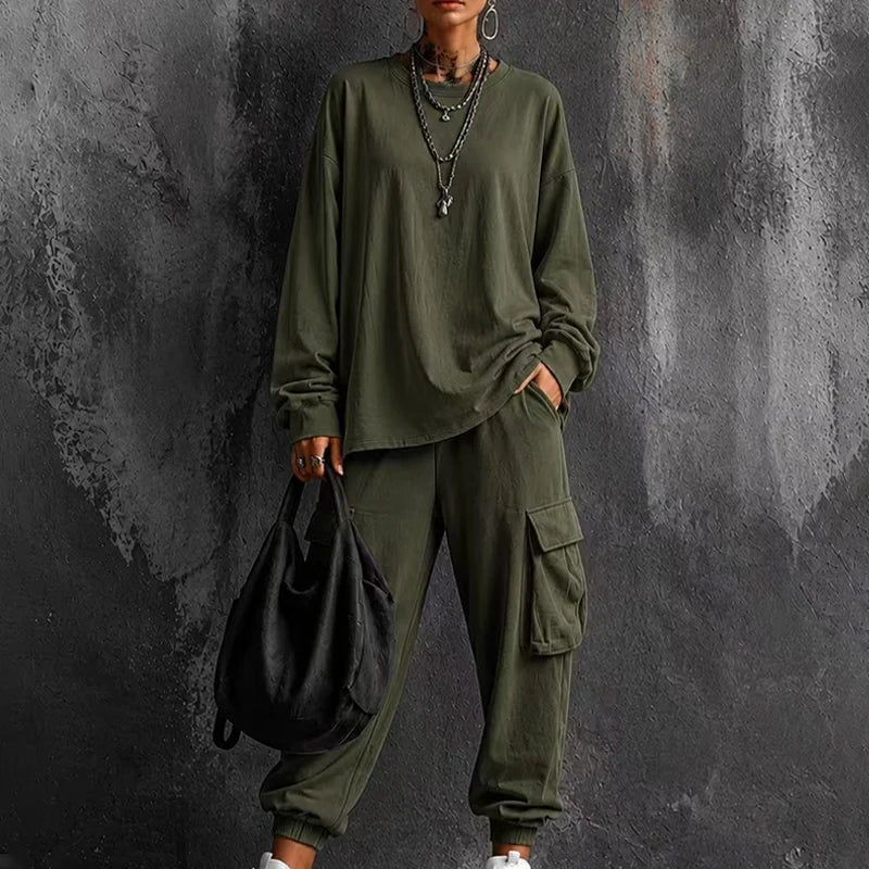 🍂 FALL SALE | 8 Women's 2-Piece Outfit Sets for Just $26.95 – Casual Crewneck Tops & Cargo Pants