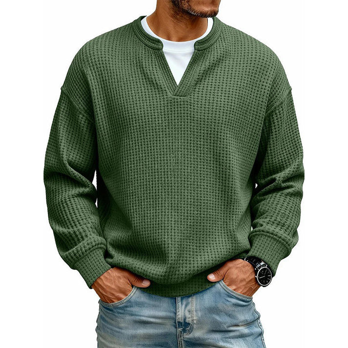 🍂 FALL & WINTER DEAL | 5 FOR $19.99 | 10 FOR ONLY $26.99! Men’s Thermal Waffle Knit Pullover – Soft & Cozy Long Sleeve Sweater