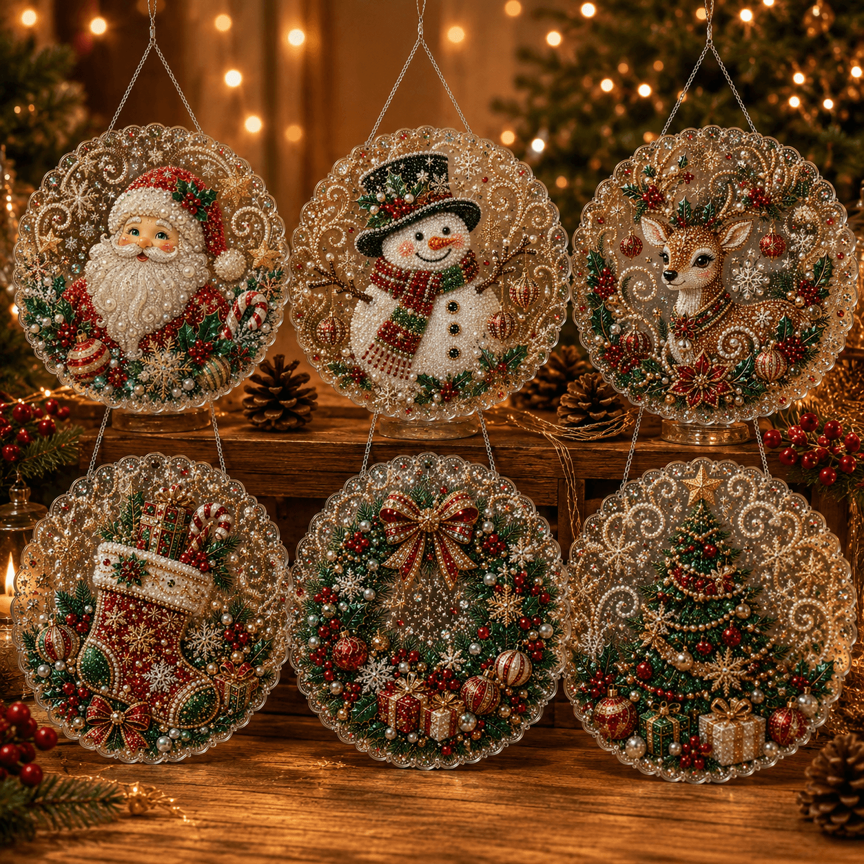 Weihnachtliches Perlkunst-DIY-Set – Hängende Ornamente für die Weihnachtsbaum-Dekoration