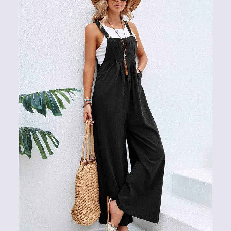 Weitschritt Latzhose mit verstellbaren Trägern – bequemer Jumpsuit für Damen