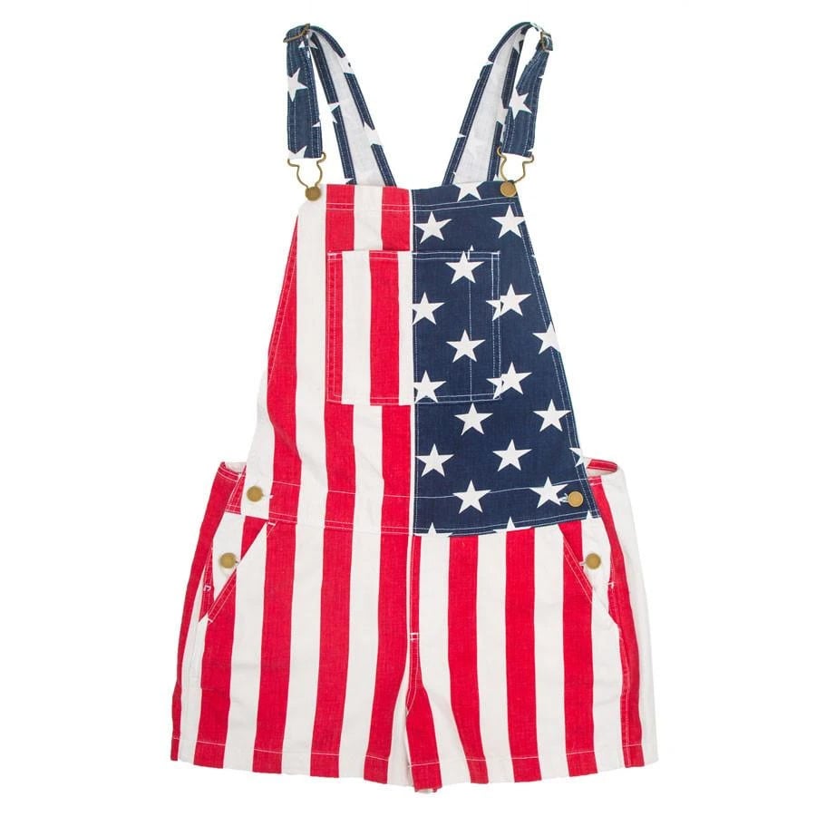 Amerikanische Flagge Latzhosen-Shorts – Unisex Sommer-Overalls
