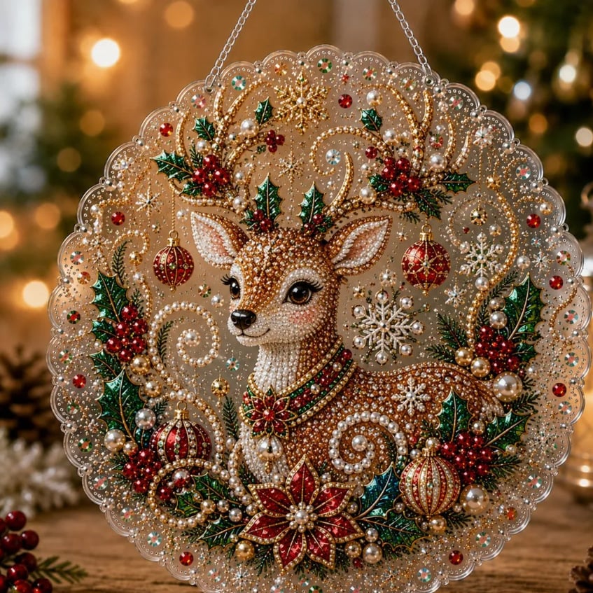 Weihnachtliches Perlkunst-DIY-Set – Hängende Ornamente für die Weihnachtsbaum-Dekoration