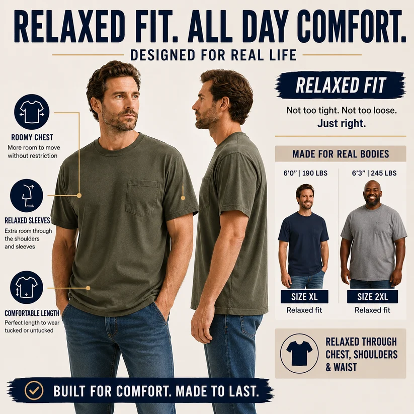 🔥 END OF SUMMER CLEARANCE | 20 FOR ONLY $29.95! Classic Heavyweight Pocket Work Tees – Relaxed Fit Everyday T-Shirts
