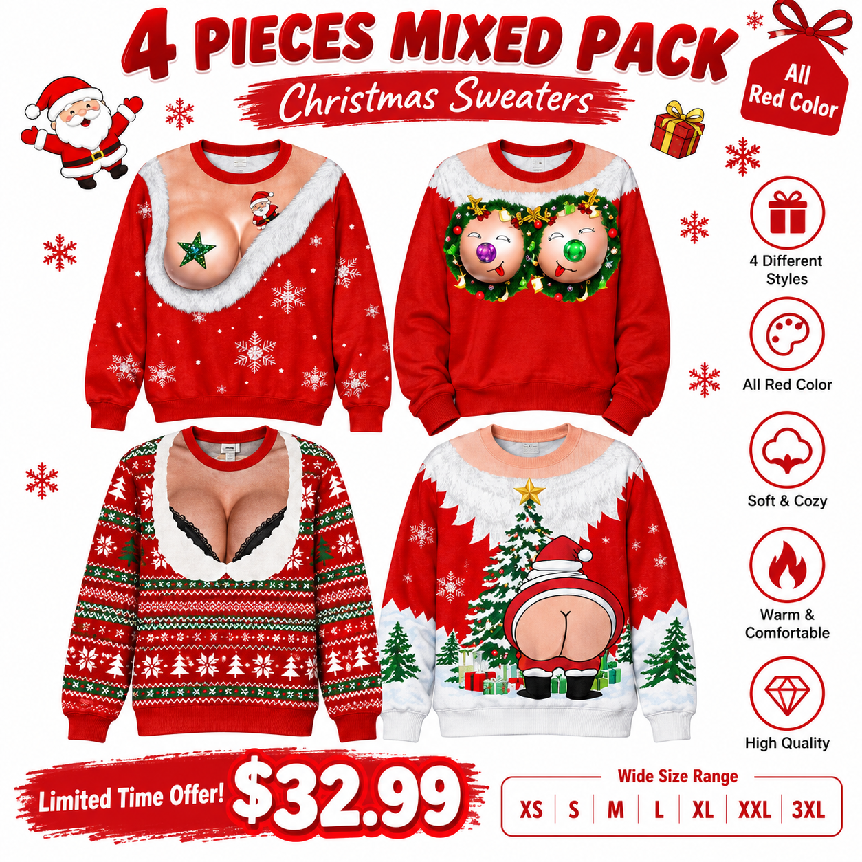 🔥 BUY 2, GET 2 FREE! ONLY $25.99 – Limited-Time Sale! Custom Funny Ugly Christmas Sweatshirt – Personalized Gift for Mom, Wife, Daughter & Besties