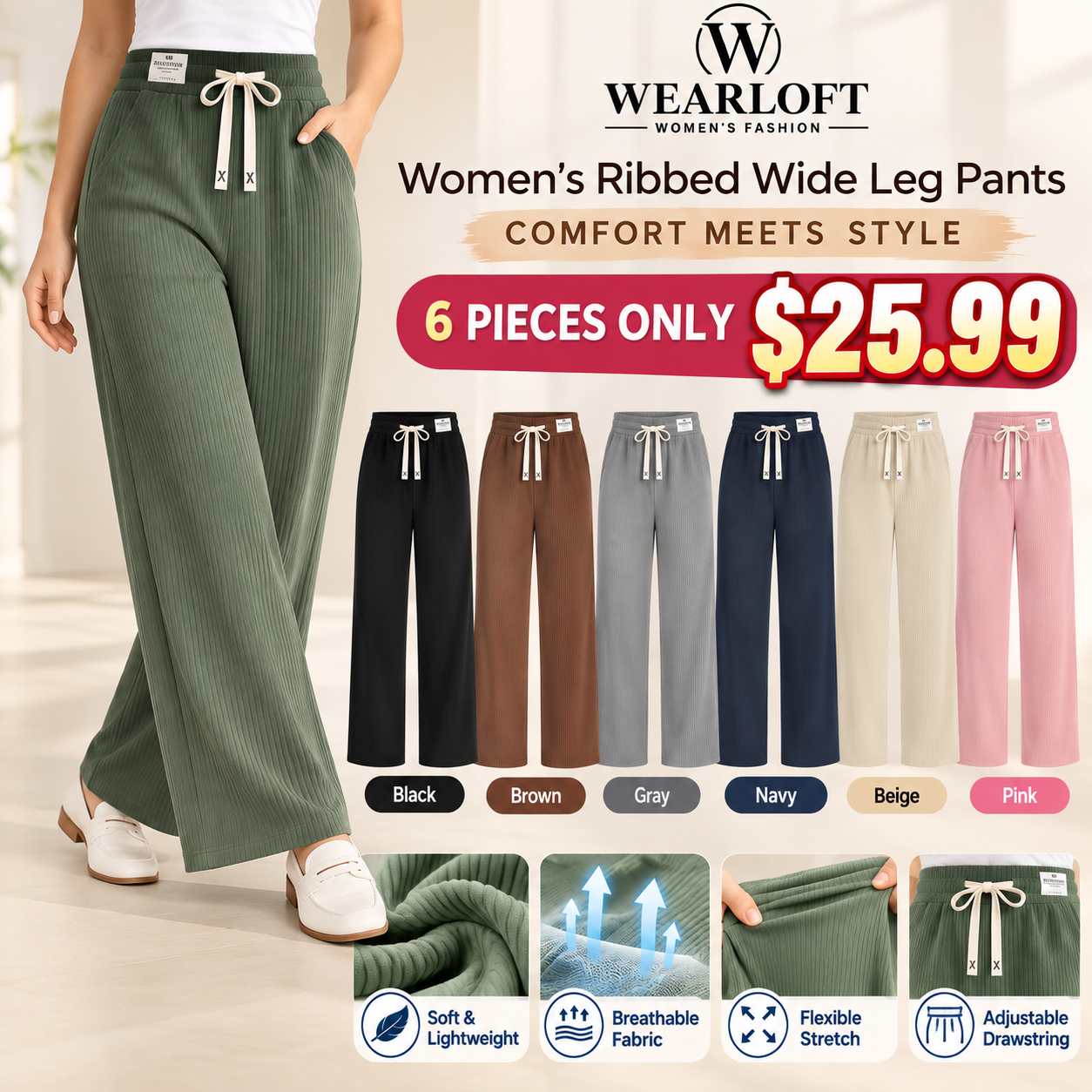 EveraSoft - LAST DAY 70% OFF | Women's Ultra Soft Perfect Drape Pull-On Pants