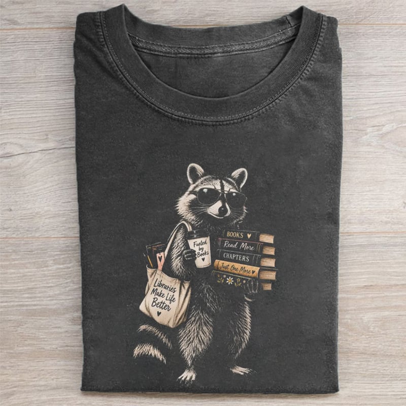 Book Lover Raccoon Shirt