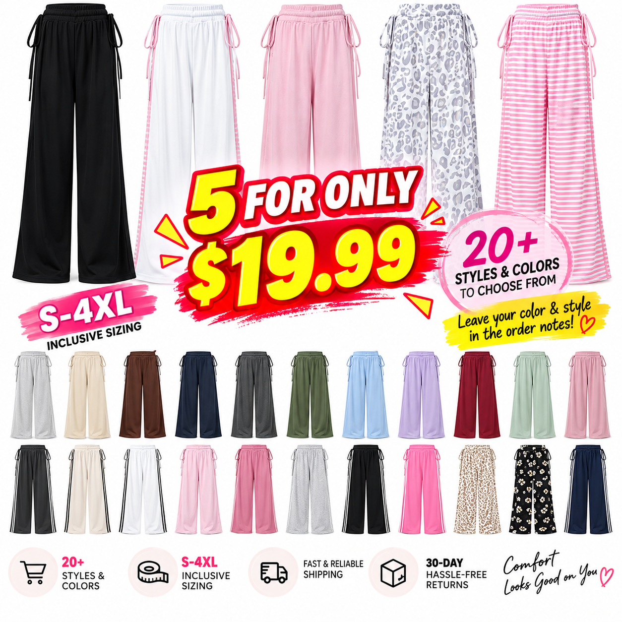 ⚡ FINAL SALE – 5 FOR $24.99! WOMEN'S Wide Leg lounge Pants