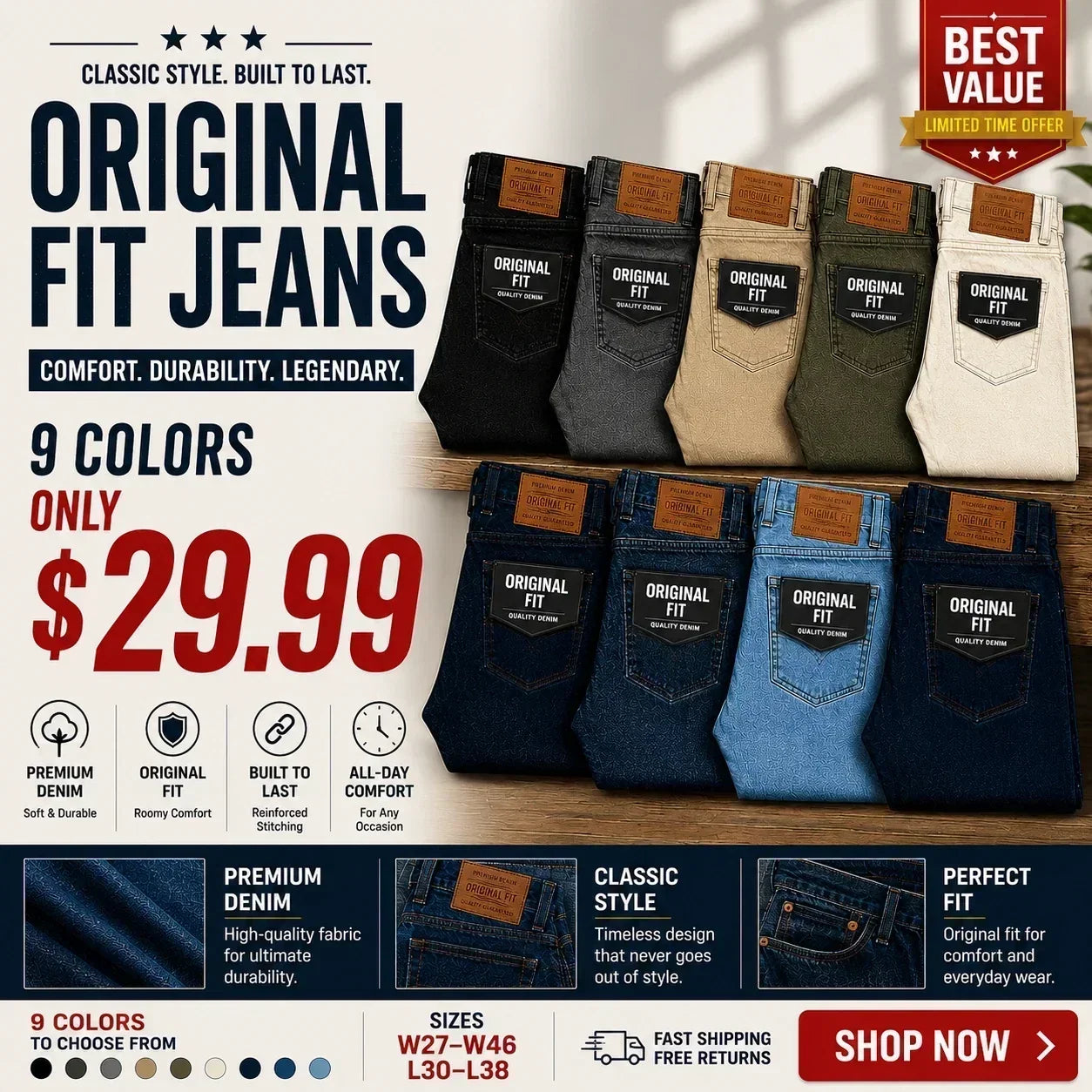 💝💝 Clearance Sale — Limited Stock! 🔥ORIGINAL FIT JEANS111