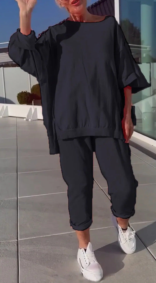 voguevina™ - Damen Freizeit-Zweiteiler mit Rundhals-Top und Hose