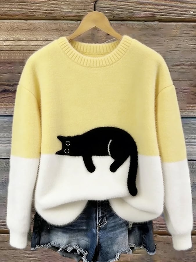 voguevina™ - Damen-Sweatshirt mit Katzenmotiv