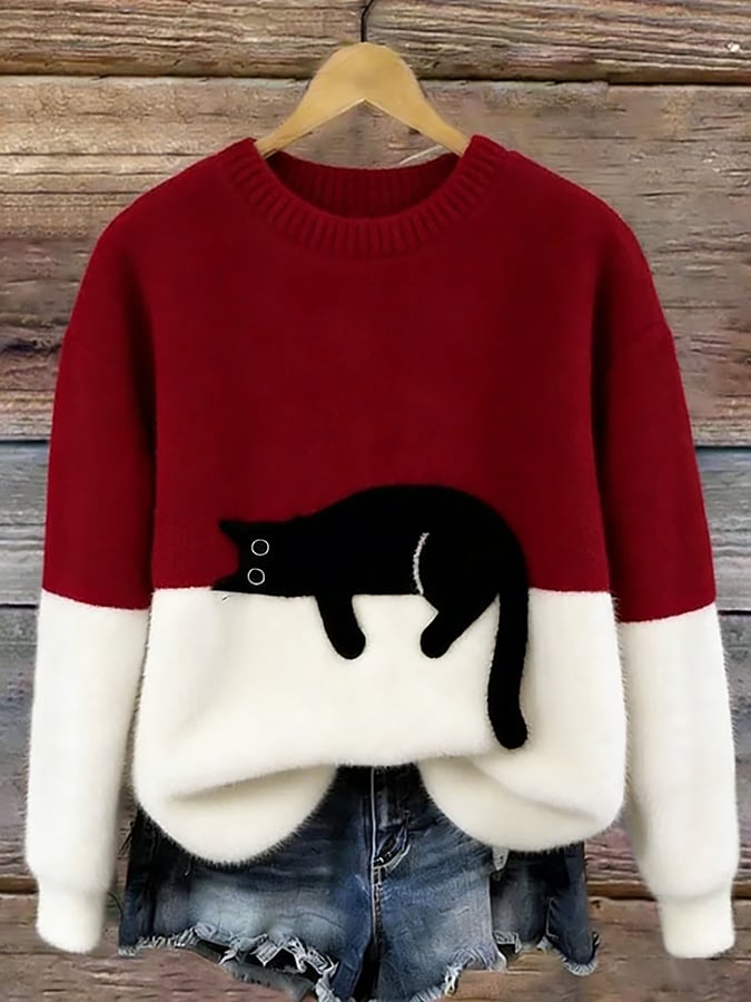 voguevina™ - Damen-Sweatshirt mit Katzenmotiv