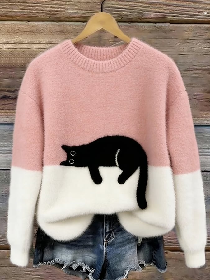 voguevina™ - Damen-Sweatshirt mit Katzenmotiv