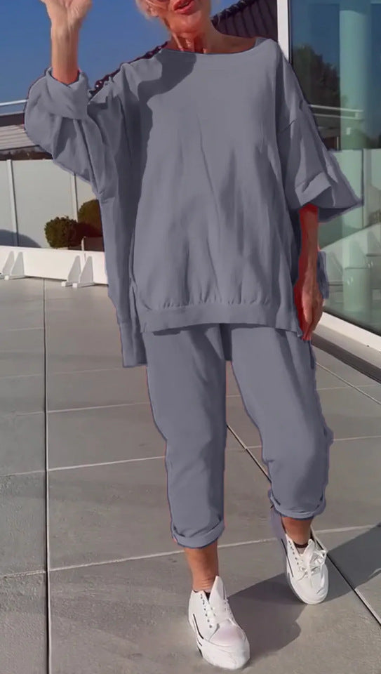voguevina™ - Damen Freizeit-Zweiteiler mit Rundhals-Top und Hose