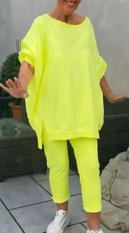 voguevina™ - Damen Freizeit-Zweiteiler mit Rundhals-Top und Hose