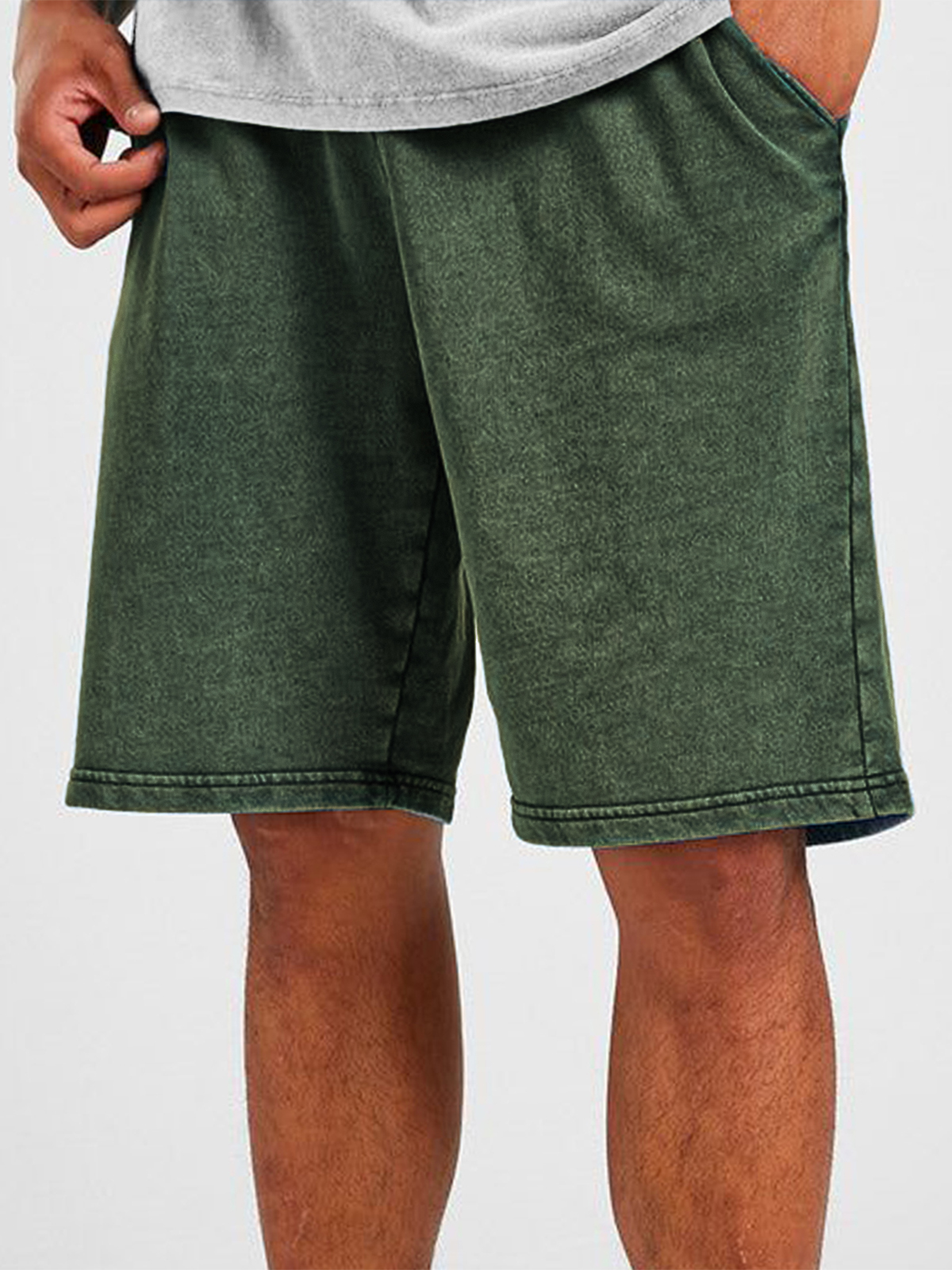 Men's Vintage Distressed Drawstring Stylish Washed Casual Textured Shorts With Side Pockets-blumpark