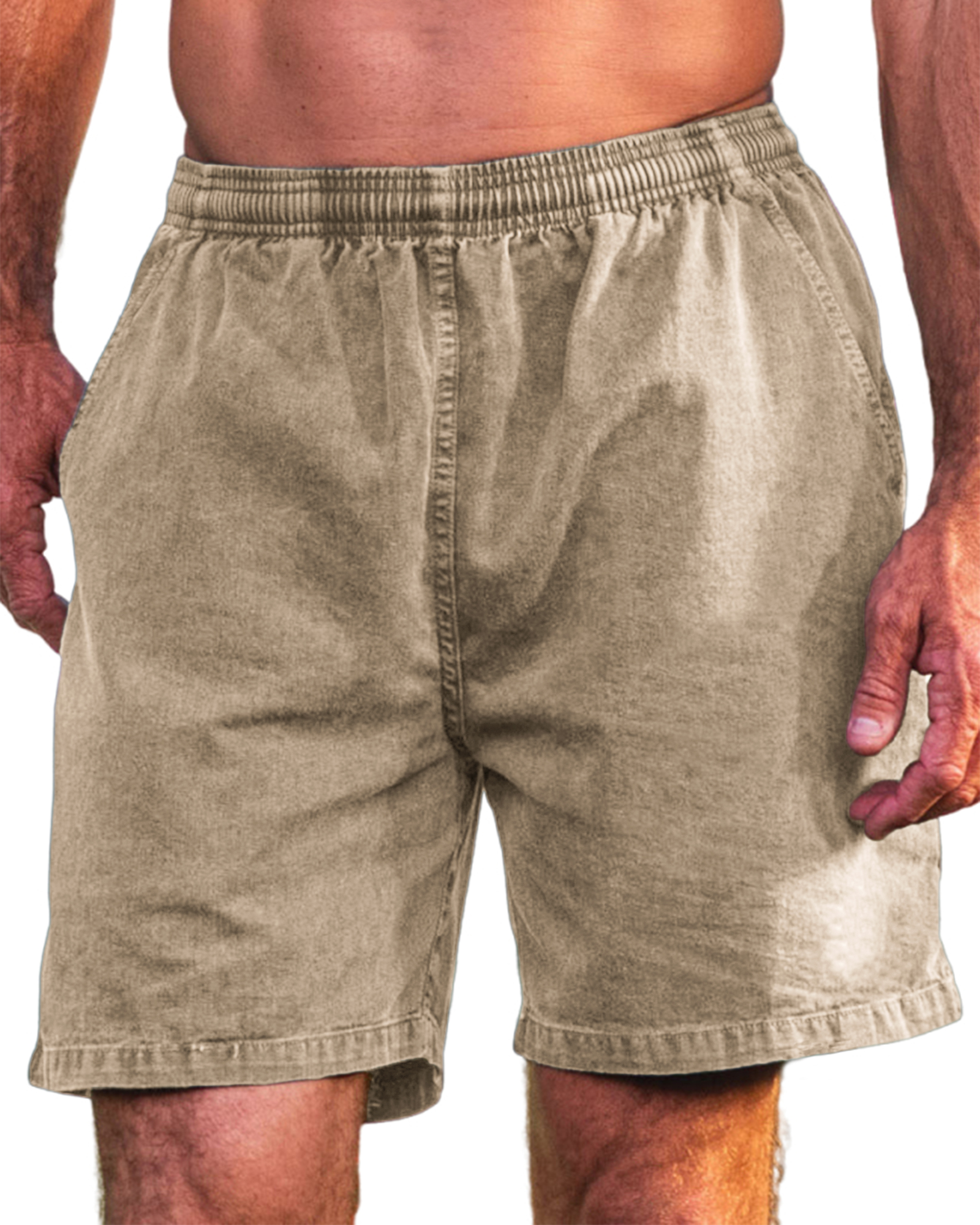Men's Stylish Cotton Dyed Everyday Casual Elastic Waist Shorts With Side Pockets-blumpark
