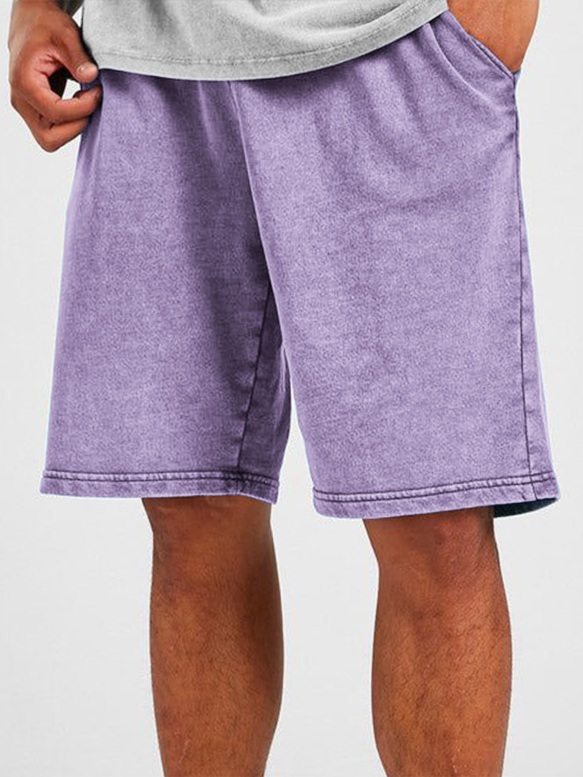 Men's Vintage Distressed Drawstring Stylish Washed Casual Textured Shorts With Side Pockets-blumpark