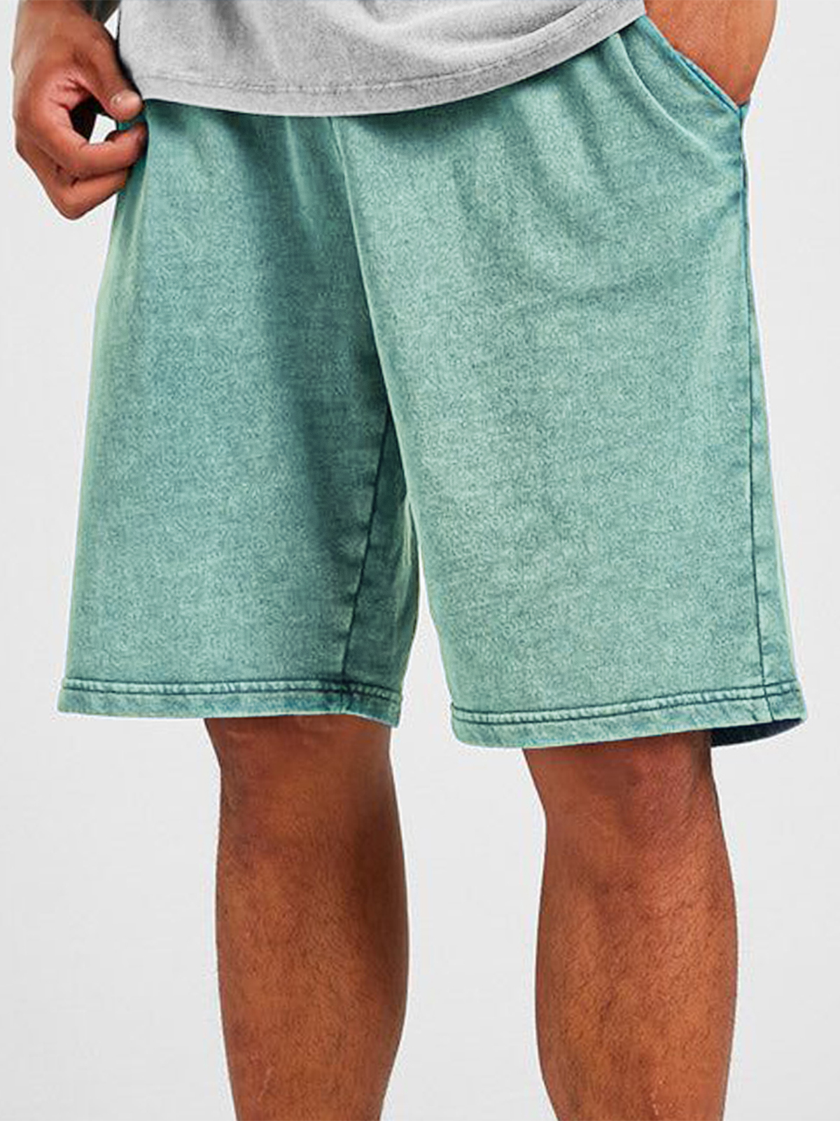 Men's Vintage Distressed Drawstring Stylish Washed Casual Textured Shorts With Side Pockets-blumpark