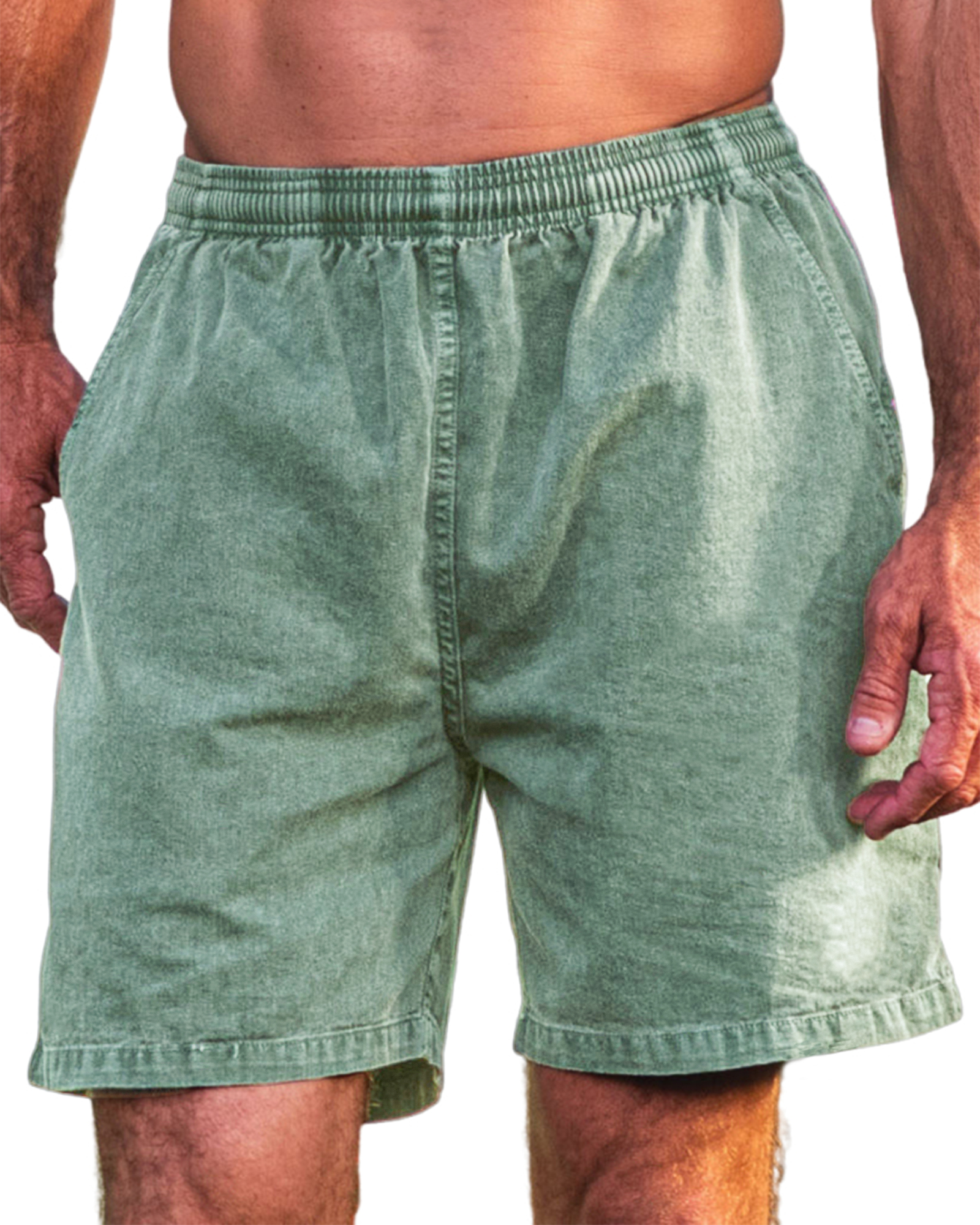 Men's Stylish Cotton Dyed Everyday Casual Elastic Waist Shorts With Side Pockets-blumpark