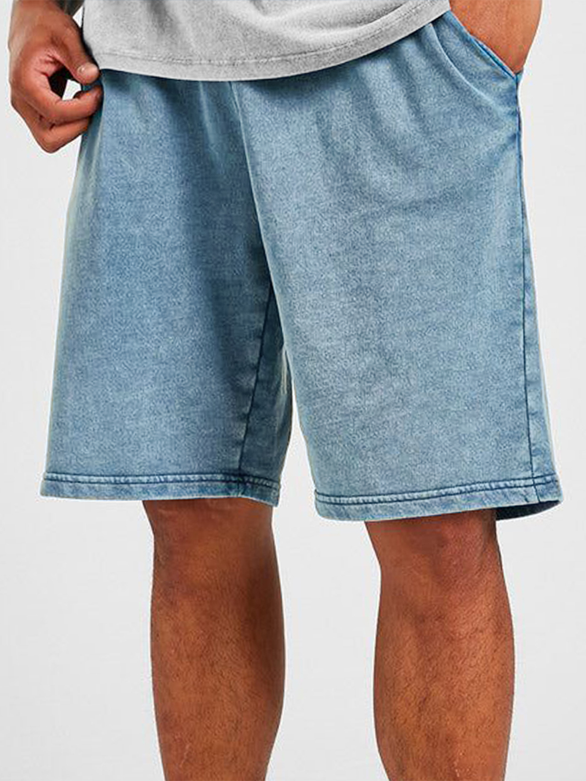 Men's Vintage Distressed Drawstring Stylish Washed Casual Textured Shorts With Side Pockets-blumpark