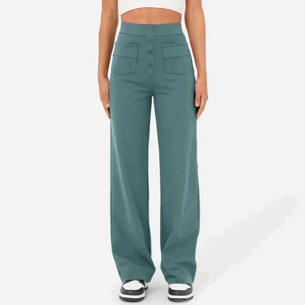 High-waisted Elastic Casual Trousers-blumpark
