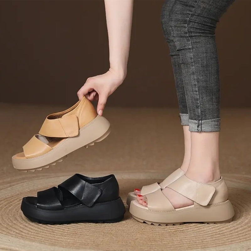 Women's Retro Thick Sole Velcro Sandals-blumpark