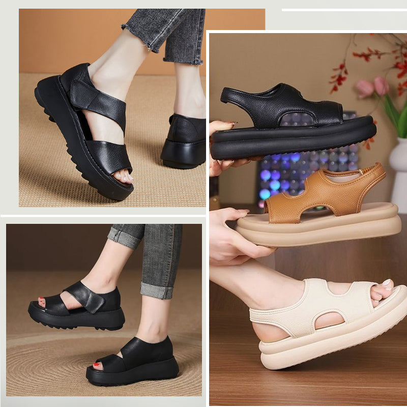 Women's Retro Thick Sole Velcro Sandals-blumpark