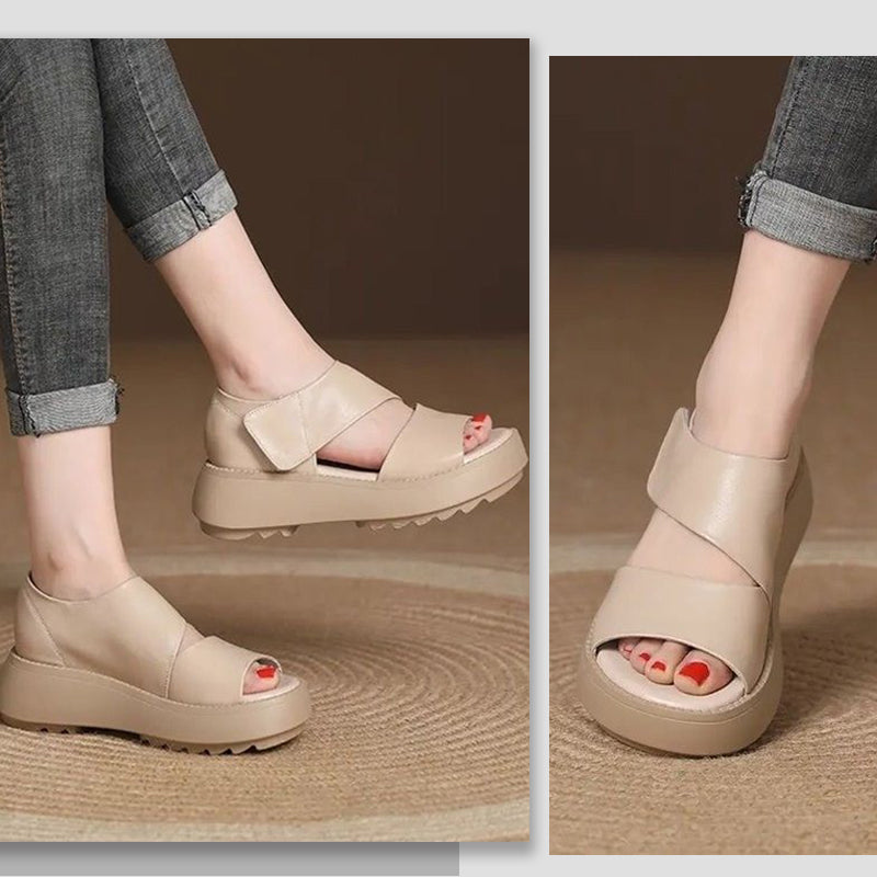 Women's Retro Thick Sole Velcro Sandals-blumpark