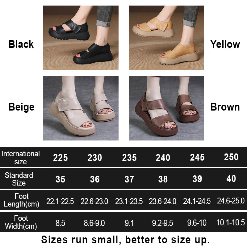 Women's Retro Thick Sole Velcro Sandals-blumpark