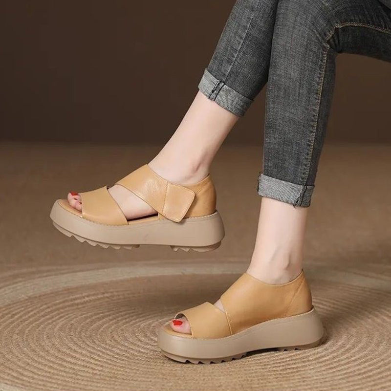 Women's Retro Thick Sole Velcro Sandals-blumpark