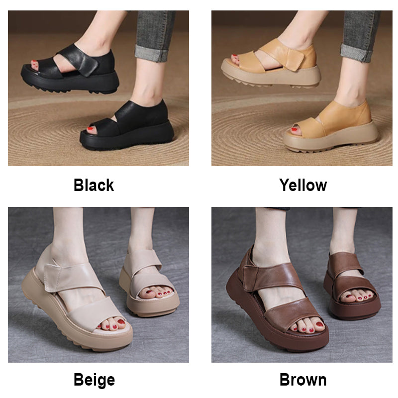Women's Retro Thick Sole Velcro Sandals-blumpark