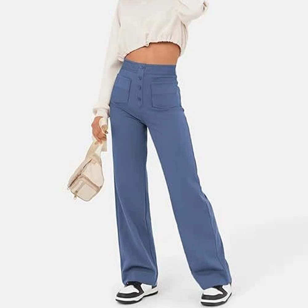 High-waisted Elastic Casual Trousers-blumpark