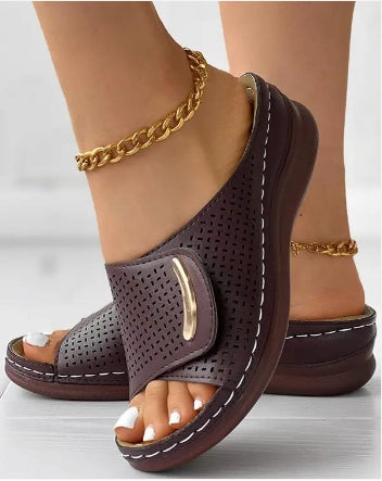 🔥Last Day 60% OFF — Peep Toe Hollow Out Orthopedic Slippers-blumpark