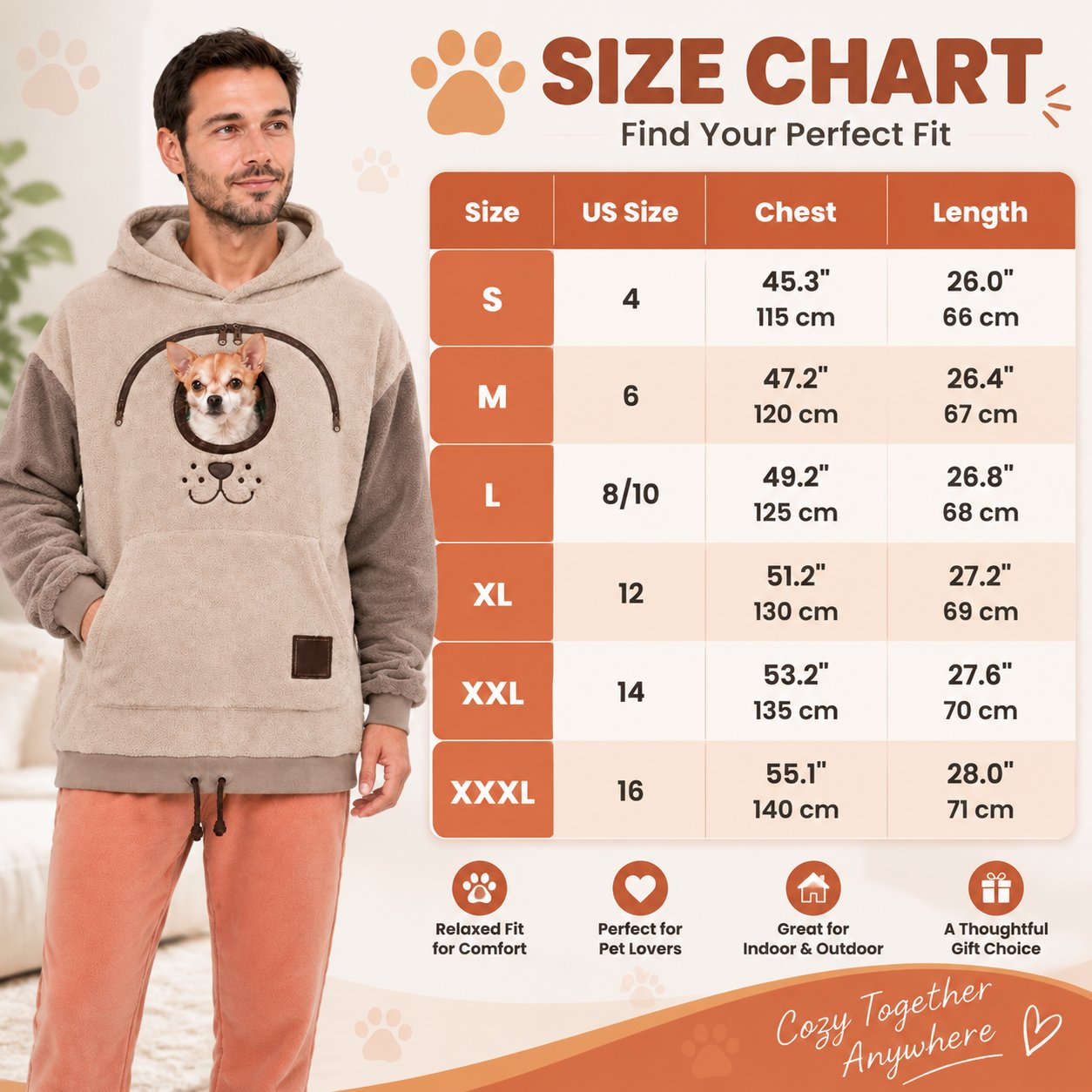 🐾 Cozy Pet Carrier Hoodie — Built-In Pouch for Cats & Small Dogs