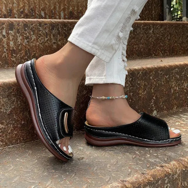 🔥Last Day 60% OFF — Peep Toe Hollow Out Orthopedic Slippers-blumpark