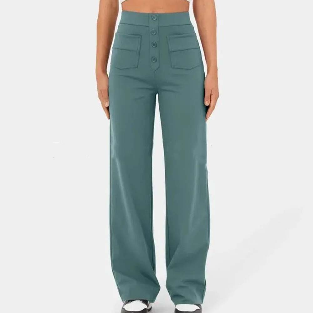 High-waisted Elastic Casual Trousers-blumpark