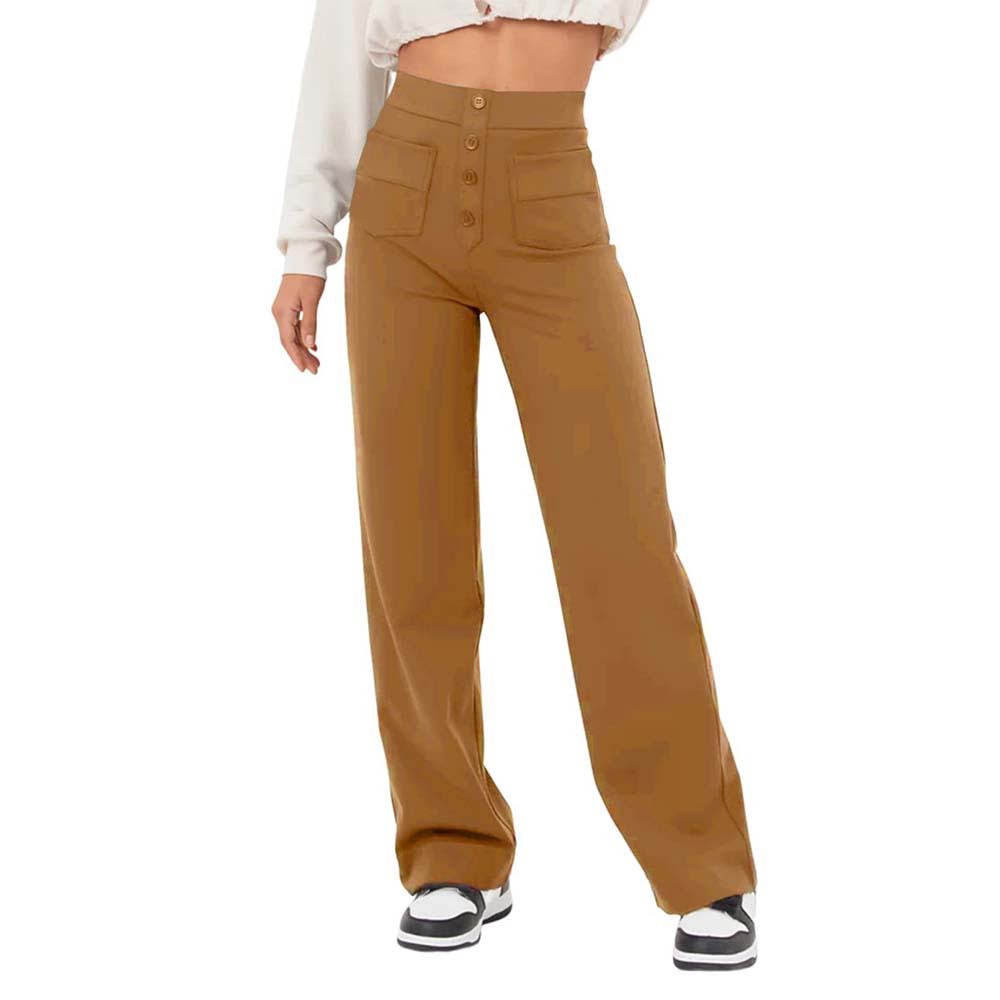 High-waisted Elastic Casual Trousers-blumpark