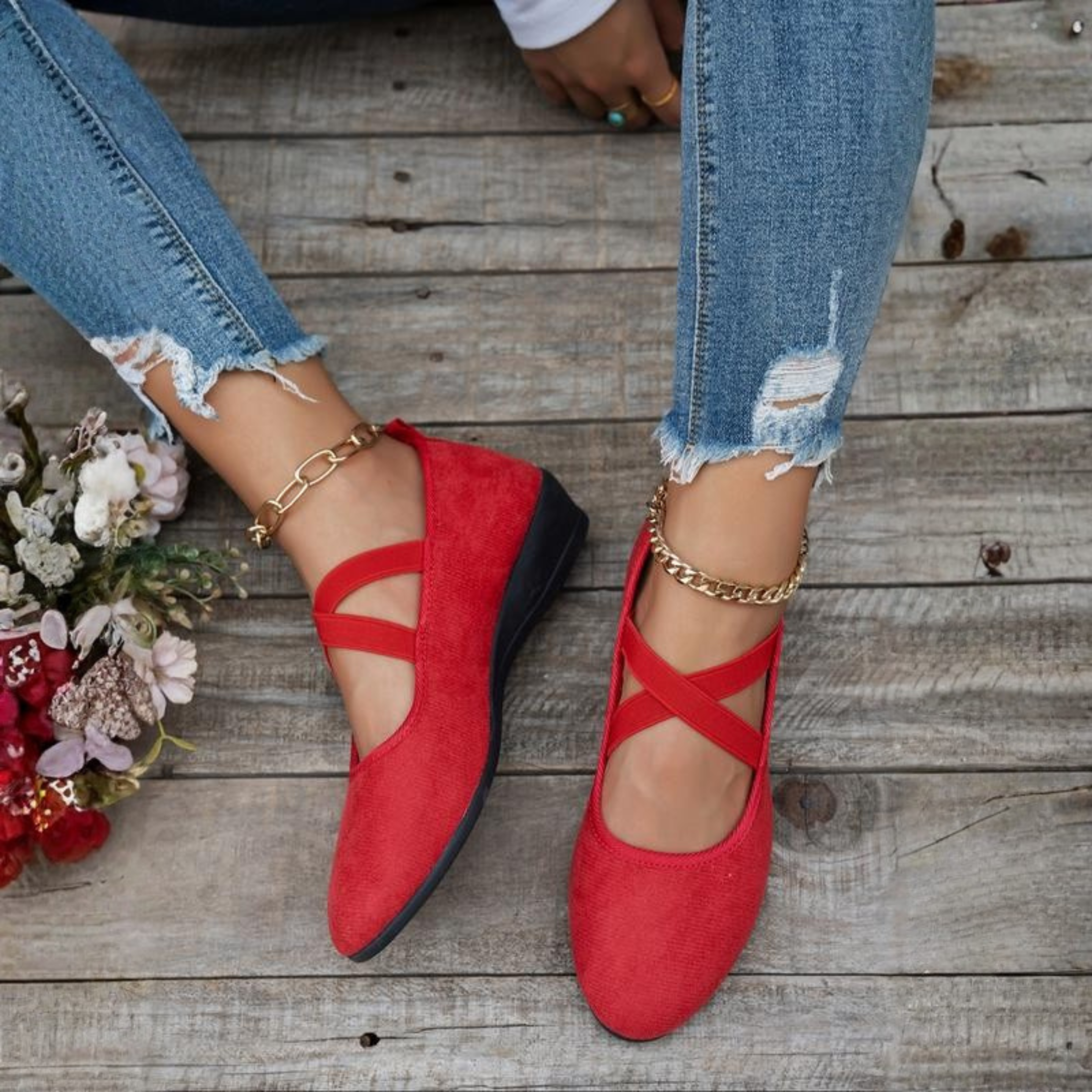 GABRIELLE | CLOSED WEDGE BALLERINA SHOES-blumpark