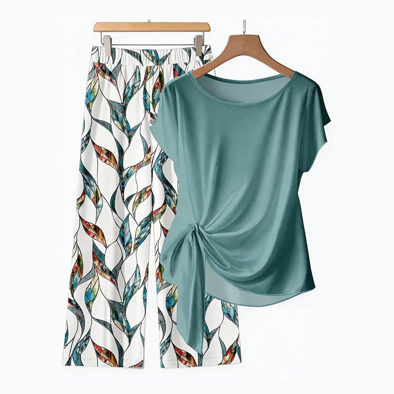 👚  NOW! 🌸 Women's Side-Tie Top & Patterned Pants Set – Flowy, adjustable fit & perfect for summer vacations or resort wear 👖-blumpark