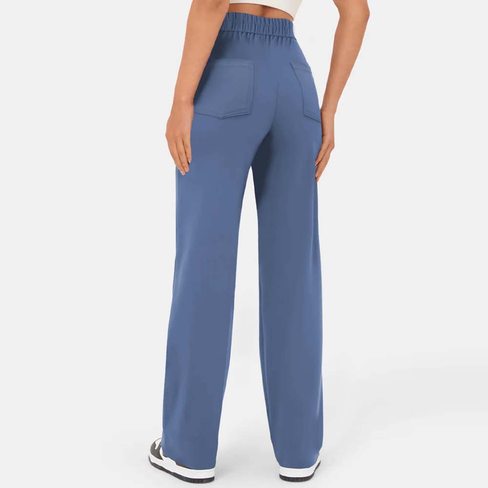 High-waisted Elastic Casual Trousers-blumpark
