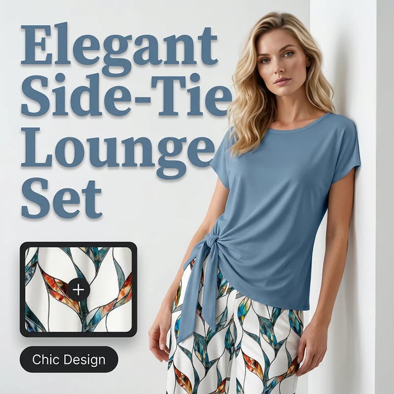 👚  NOW! 🌸 Women's Side-Tie Top & Patterned Pants Set – Flowy, adjustable fit & perfect for summer vacations or resort wear 👖-blumpark