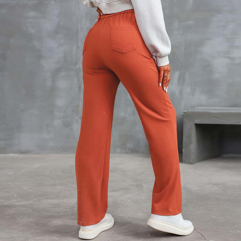 High-waisted Elastic Casual Trousers-blumpark