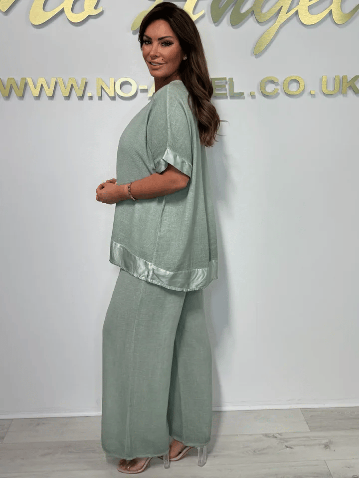 Women's casual, fashionable V-neck suit made of cotton and linen-blumpark
