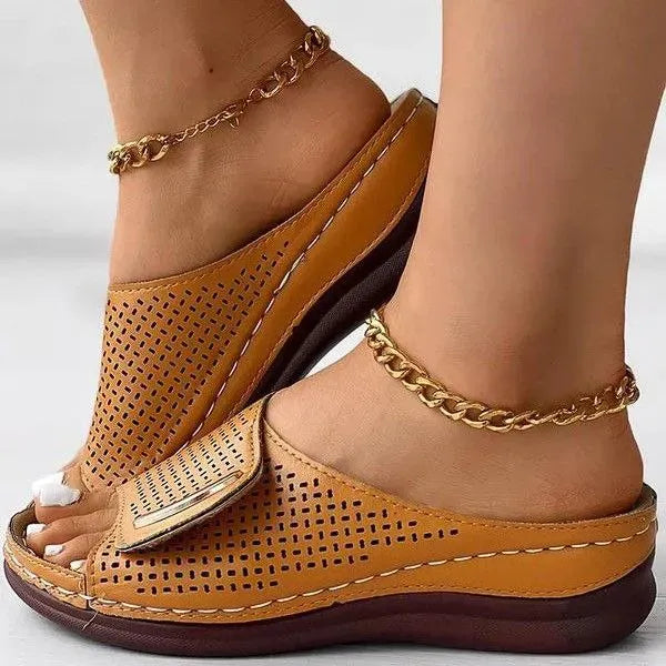 🔥Last Day 60% OFF — Peep Toe Hollow Out Orthopedic Slippers-blumpark
